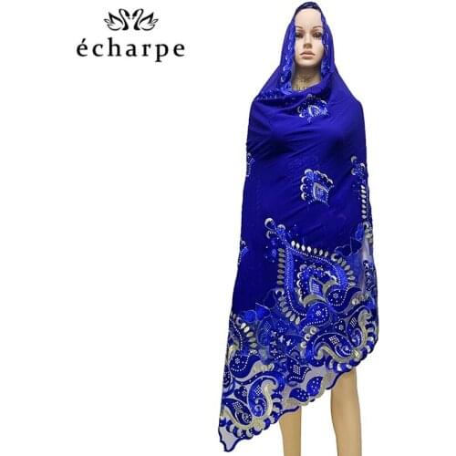 High Quality African Women Scarfs Soft Chiffon Scarf Splice with Net Heavy Chiffon Scarfs for pray scarfs EC040