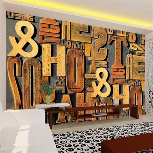 Wellyu Three-dimensional English alphabet relief TV background wall painting custom large mural green wallpaper