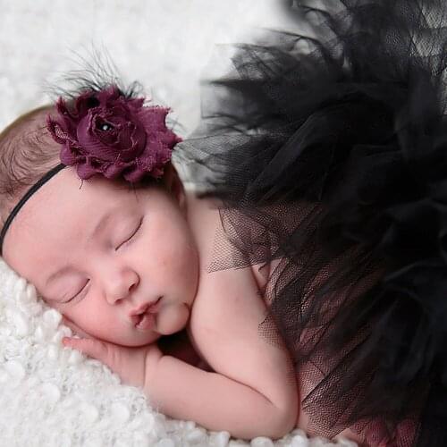 Cute Newborn Baby Girls Tutu Skirt & Headband Photo Prop Costume Toddler Kids Outfit Infant Baby Short Cake Skirt For 0-3M TS050