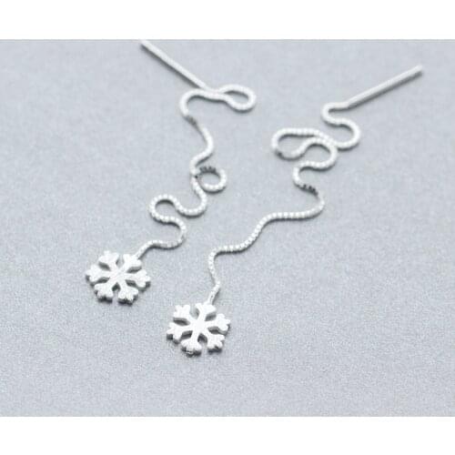 MloveAcc New Fashion 925 Sterling Silver Long Snowflake Earrings for Women Wedding Jewelry sterling-silver-jewelry Brincos