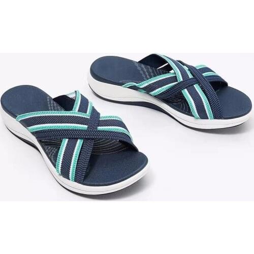 Women Slippers Summer Shoes Outdoor Beach Slides Open Toe Mixed Color Platform Wedges Lady Slippers 2021 New Crossed Slippers