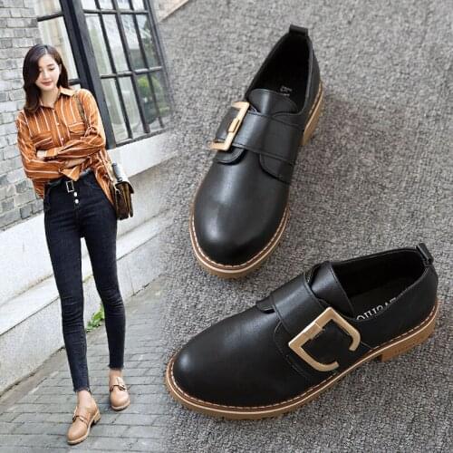 Womens Oxford shoes with bottom shoes buckle high quality leather jacket leather soft shoes