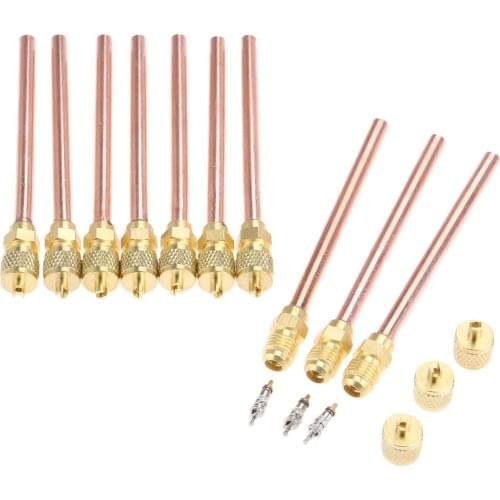 10Pcs Service/Access Valve 1/4" SAE 1/4" OD 4" Stem Strong Mayitr Metal Core AC Air Conditioner Refrigeration Access Valve