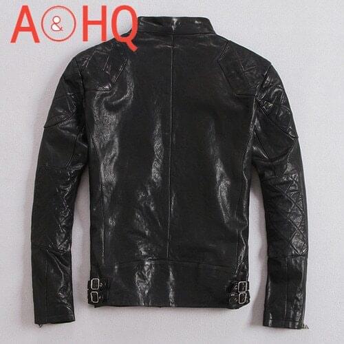 100% Genuine Leather Jacket Men Clothing 2021 Goatskin Leather Coat Vintage Biker Motorcycle Jacket Spring Autumn KJ6649