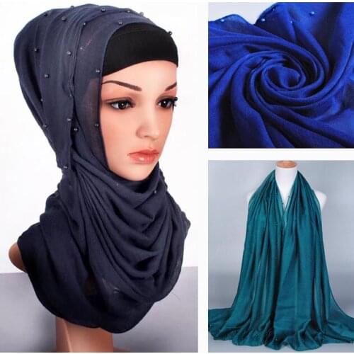 12 pieces/lot) Spring summer 2016 new styles womens,viscose scarf,Plain hijab with pearls,Muslim hijab,Wholesale scarfs GBS158