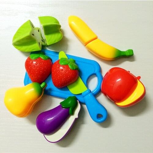 8 pcs/Set Plastic Kitchen Food Fruit Vegetable Cutting Kids Pretend Play Educational Toy Cook Safety Hot Sale Free shipping