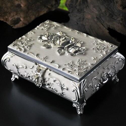 Antique broken flower carving European handmade storage Ring Jewelry Box Drawer finisher
