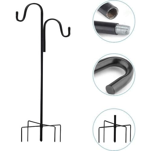 Home Decor Adjustable Height Iron Practical Shepherd Crook Hook Durable Outdoor 4 Prong For Lantern Garden Stake Bird Feeder