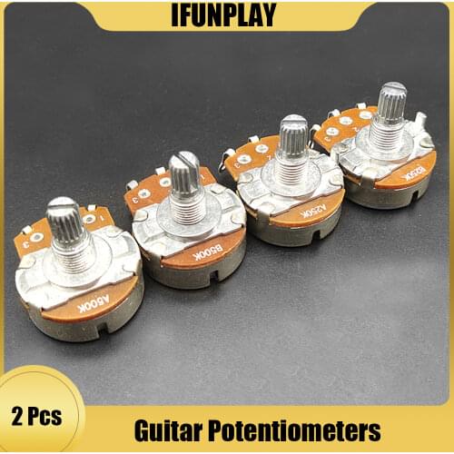 2pcs A500K/B500K Electric Guitar 18mm Split Shaft Linear Taper Potentiometer Volume Tone Big Guitar Pot