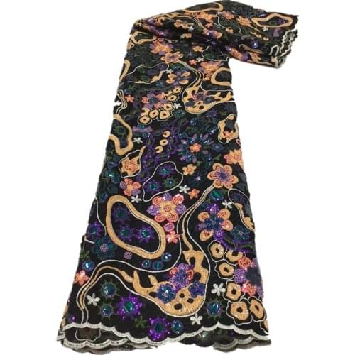 French Lace Fabric African Tulle Lace Fabric 2021 High Quality Lace Nigerian Sequins Velvet Lace Fabric Embroidered Dress r20-69