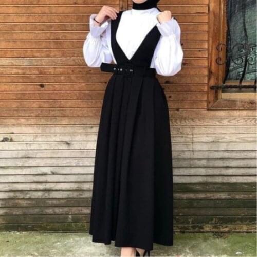 جديد 2021 عربيّ الشرق الأوسط تركيا نمط إمرأة حزام سير حزام سير حزام سير ثوب مسلم بنت ثوب أسود التنورة