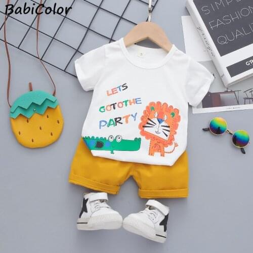 Boys Summer Clothing Set Baby Cartoon Set Cotton T-shirt+shorts 2pcs Kids Boy Outfits Bebes Tracksuit Infant Newborn Set