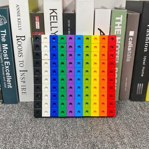 100pcs/set Montessori 10 Colors Multilink Linking Interconnecting Building Blocks Teaching Aids Early Educational Bricks Toys