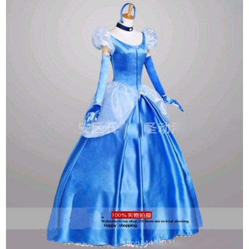 Adult cosplay party costume Cinderella fairy princess dress blue Princess dresses