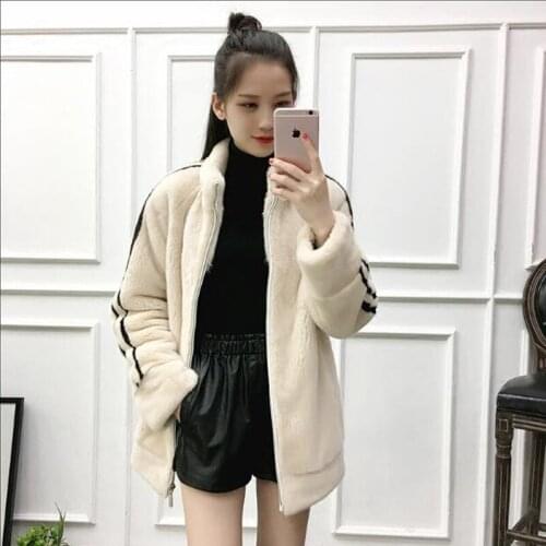 Winter imports natural mink fur coat stand collar female medium long leisure mink fur women warm jacket zipper