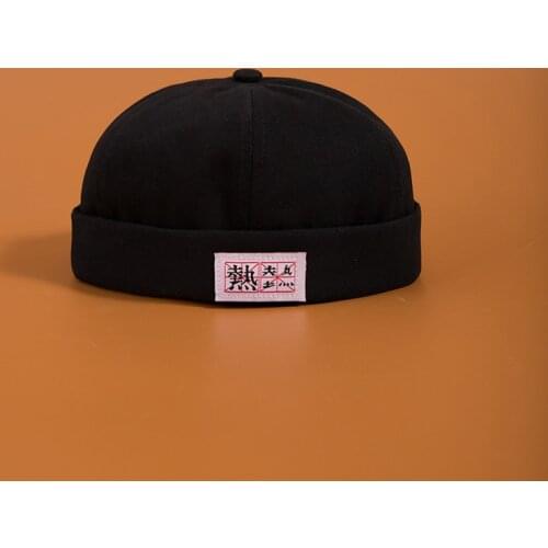 Embroidery Hot Chinese characters Men Women Skullcap Hat Cap Casual Docker Sailor Mechanic Brimless Solid Color Gorro Mujer Cap