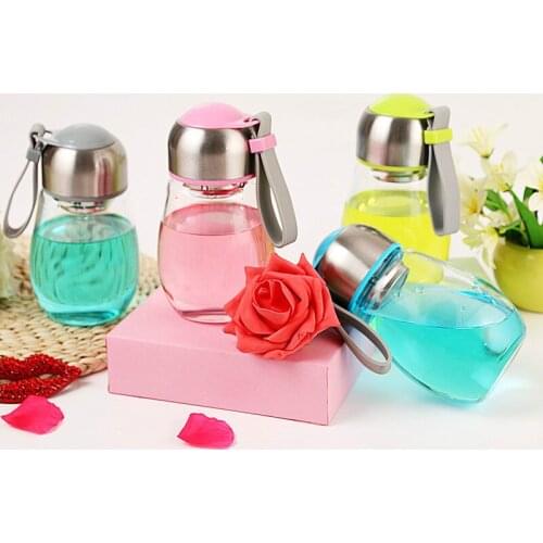 Cute Mini Water Bottle Glass Lid Filter Transparent Tea Tumbler Stylish Office Portable Botella Vidrio Small Drink Bottle AB50WB