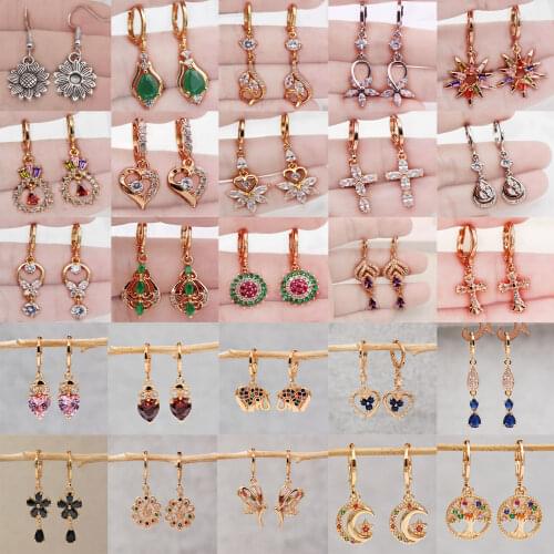 41 style New Drop Earrings for Womens earrings Bridal Wedding Flower Earring with Zircon Trendy Jewelry for Anniversary Gift