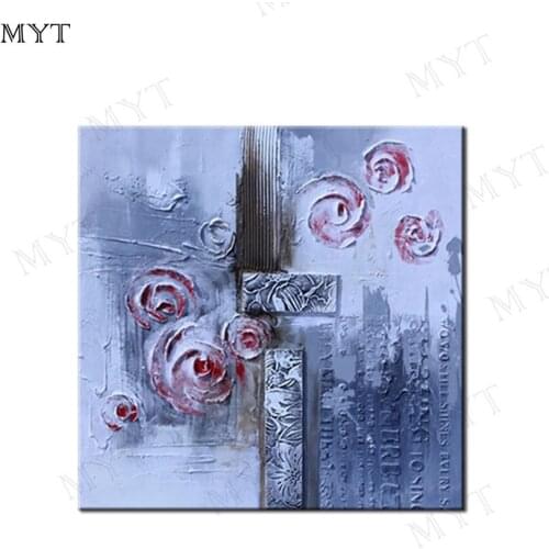 MYT Free Shipping Hot Sale Oil Painting On Canvas Handpainted Abstract Modern Home Wall Decor Purple Flower Picture Unframed