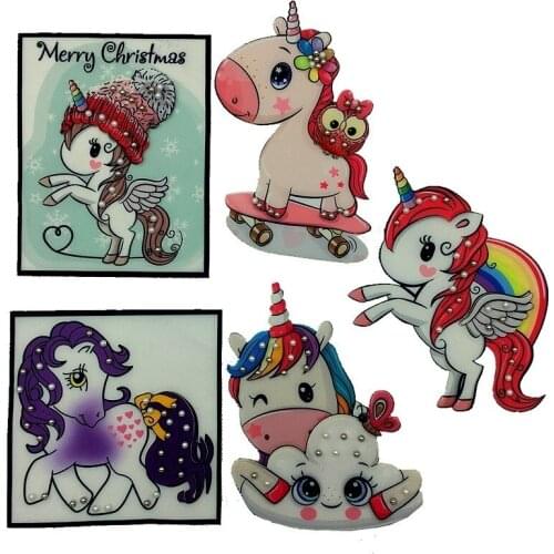 Hippie Unicorn Sew On Patches Magic Unicorn Accessories Printed Patches For Clothes Applique Kids Dress T-shirts DIY Decor