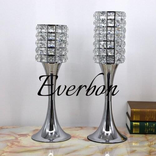 New Crystal Candle Holders Metal Candlestick Wedding Party Candle Stand Table Centerpieces Home Holiday Decoration Candelabra