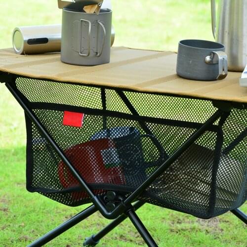Portable Folding Table Storage Net Shelf Bag Stuff Mesh For Picnic Outdoor Camping Barbecue Kitchen Folding Table Rack Hanging