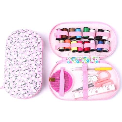 Portable Travel Sewing Kit Box Needle Threads Scissor Home DIY Handwork Tool