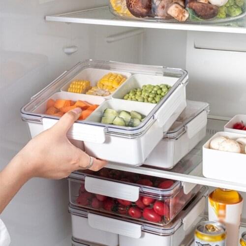Transparent Dividing Fruit And Vegetable Snack Box Compartment Refrigerator Organizer Kitchen Food Fruit Storage Container