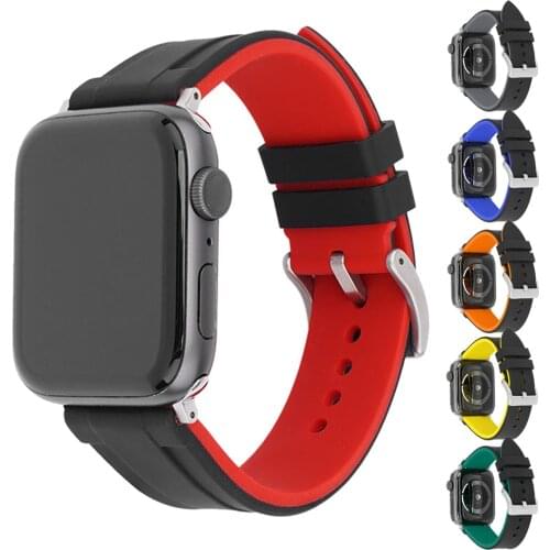 Silicone Strap for Apple Watch 44mm 40mm 42mm 38mm Band Sport Rubber Replacement Wrist Bracelet for iWatch Series SE 6 5 4 3 2 1
