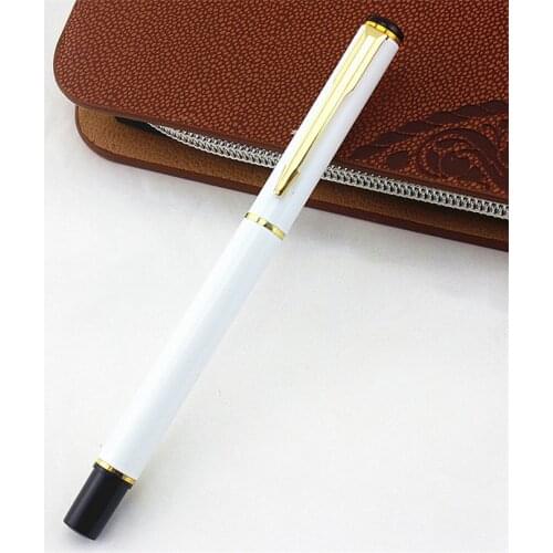 Luxury quality 801 White Gold clip colour Business office Medium nib Rollerball Pen New