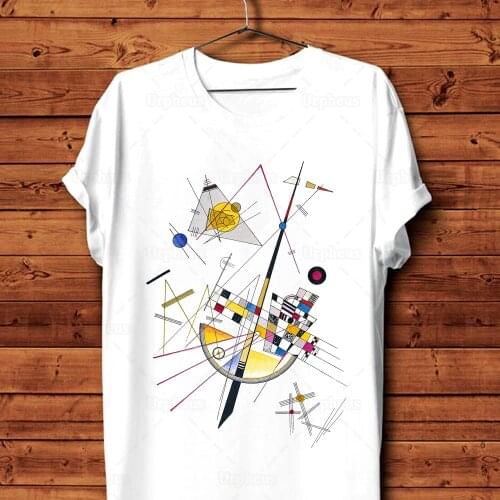 100% Cotton Vassily Kandinsky Mild Tension Print Shirt Vintage Style Delicate Tension (1923) Novelty Tshirt Summer Top Tees
