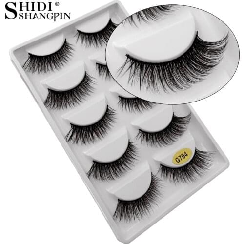 SHIDISHANGPIN full strip mink lashes handmade eyelashes natural long false eyelashes makeup tool 5 pairs maquillage G704
