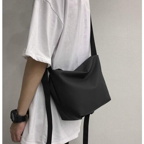 Crossbody fashion brand Japan retro pu bag mens casual simple large-capacity shoulder bag