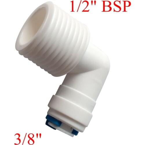 3/8" OD Tube 1/2" BSP Male Elbow Quick Connector RO Water Purifier Reverse Osmosis Aquarium System Connector Fitting ROME-4-3