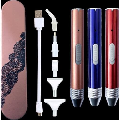 USB Rechargeable Lighting Point Drill Pen for 5D Diamond Painting DIY Tools Pen Drill Square Round Diamond Embroidery Accessory
