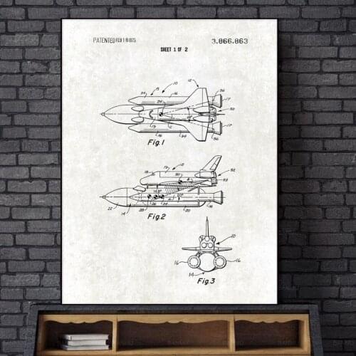 Vintage Patent Posters Wall Art Canvas Paintings Space Shuttle Rocket Satellite Patent Pictures Prints and Posters Home Decor