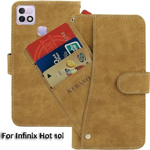 Vintage Leather Wallet Infinix Hot 10i Case 6.52" Flip Luxury Card Slots Cover Magnet Phone Protective Cases Bags