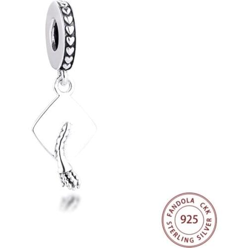 Fandola 925 Sterling Silver Graduation Cap Dangle Charms Fit Pandora Bracelet Necklace Women Beads for Jewelry Making Bijoux