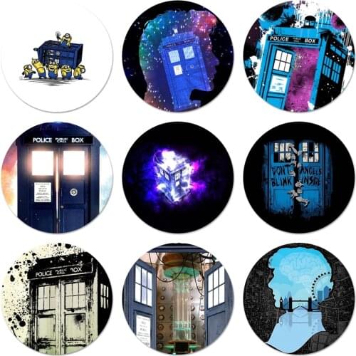 Floral TARDIS Tardis Doctor Who Icons Pins Badge Decoration Brooches Metal Badges For Backpack Decoration 58mm