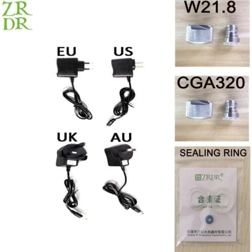 ZRDR power plug EU US UK AU, CO2 regulator screw female prefix W21.8 G5 / 8 CGA320, bubble counter sealing prefix
