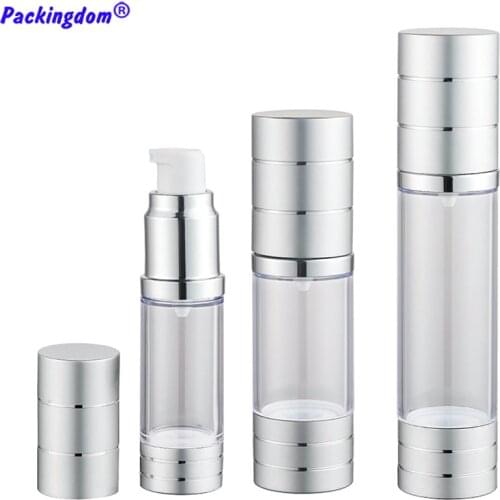 10pcs Empty Pump Airless Bottle Small Foil Cap Pressing Container Lotion Bottle Rotary Refill Sample Cosmetic Packing Tube 15ml