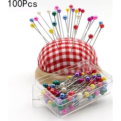 100Pc 38cm Color Bead Needle Clothing Positioning Tool,Ultra Fine Glass Head Quilting Needle,DIY Crafts Sewing Accessories,JU001
