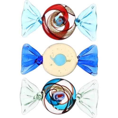 3pcs Handmade Glass Sweets Vintage Murano Style Various Glass Candy Ornaments Candies Candy Crafts for Christmas Party Wedding