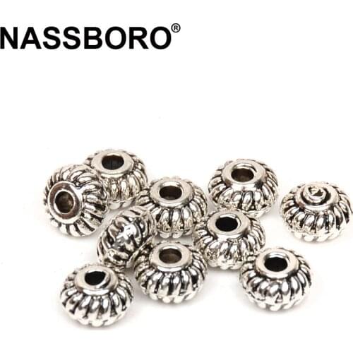 3x5mm Antique Silver Metal Beads Spacer Beads For Jewelry Making Zinc Alloy Connectors Charm Bracelet Necklace DIY Bead NASSBORO
