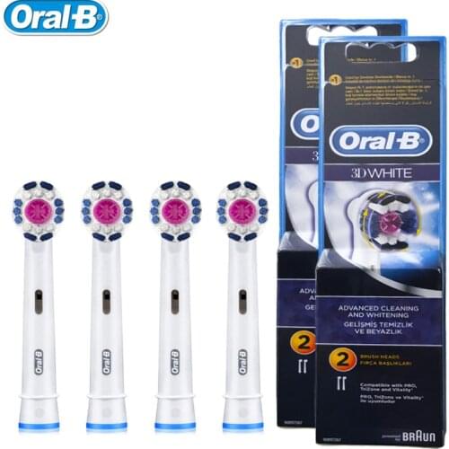 4pc Oral B 3D White Replacement Electric Toothbrush Heads Oralb EB18 Rotation Braun teeth whitening Toothbrush Head Oral Hygiene