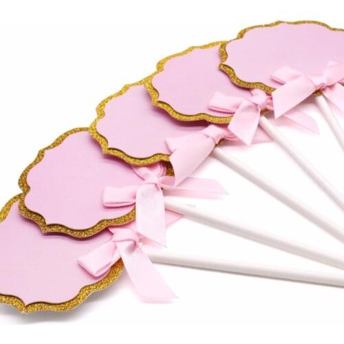 5pcs/Set Pink /Blue Girls Favor Cake Flag Happy Birthday Blank Cake Topper Baby Shower Cupcake Decorations DIY Party Supplies