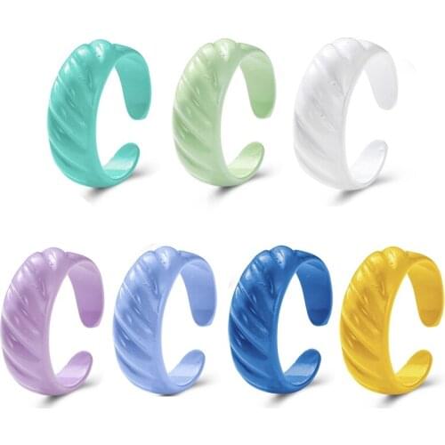 7Pcs Fashion Multicolor Colorful Acrylic Resin Chunky Rings for Women Girls Geometric Knuckle Rings Female Jewelry