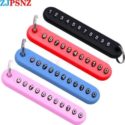 Anti-lost Car Keychain Phone Number Plate Keyring Leather Bradied Rope Auto Vehicle Key Chain Car Interior Decoration