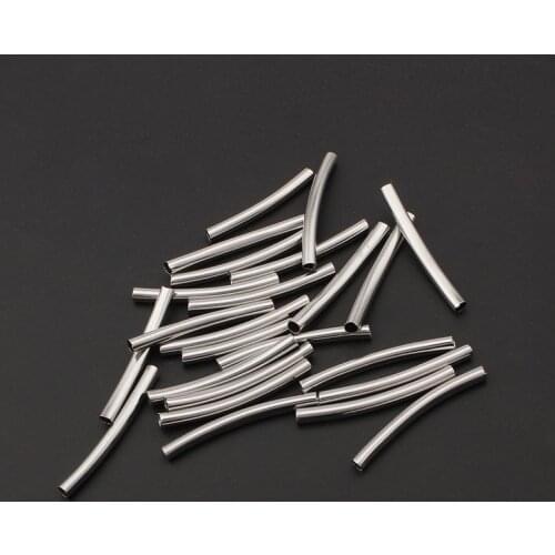 100Pcs 2.5mm Hole Gold/Silver Color Spacer Beads Curve Tube for DIY Chock Necklace Bracelet Jewelry Making Findings