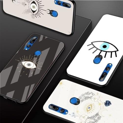 Evil Eye Tempered Glass Phone Case For Huawei honor 8X 9 10i 20i 20Lite 20Pro 30 Pro Cover Shell